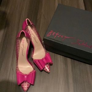 Designer Betsy Johnson fushia and clear shoes